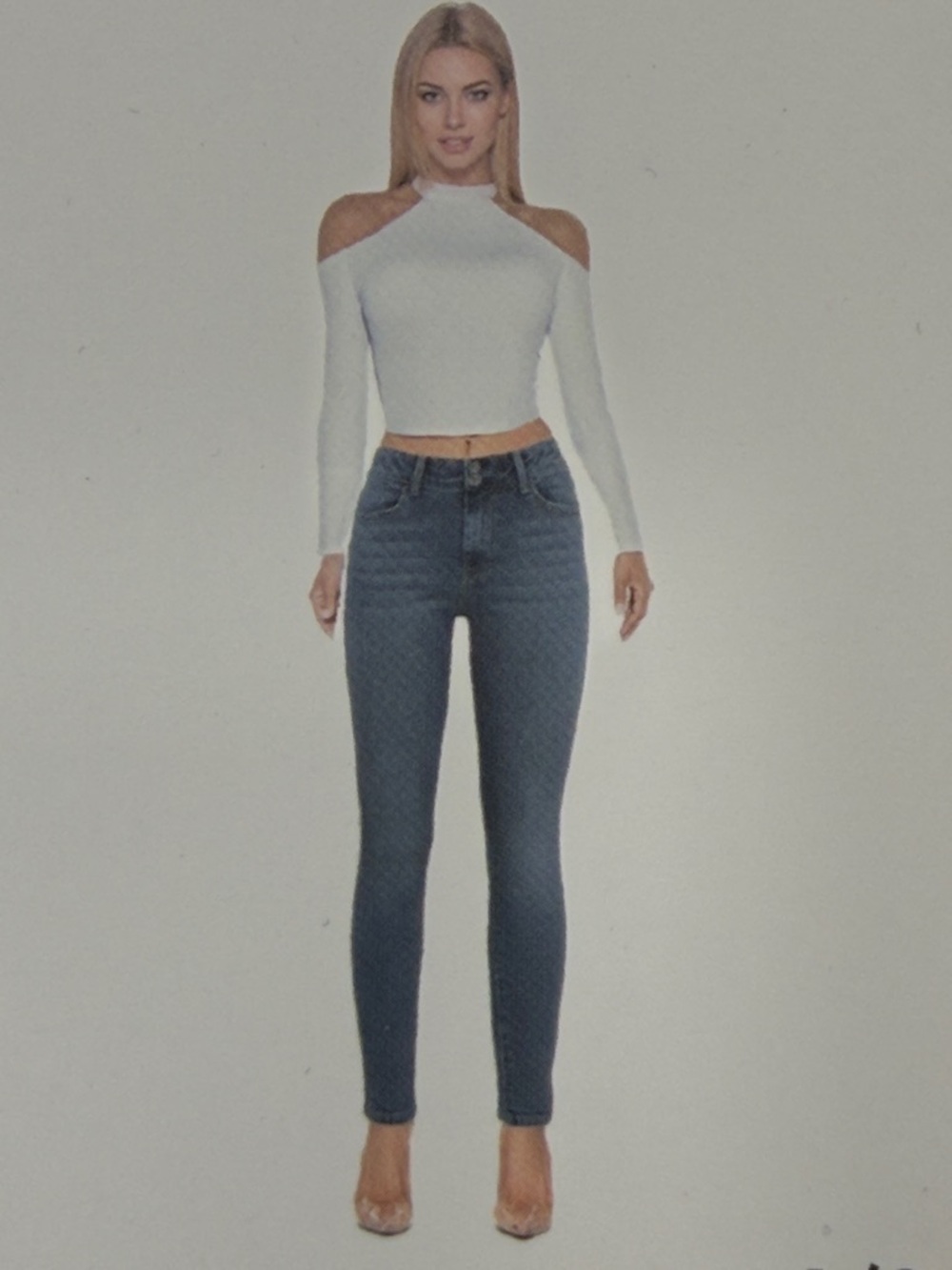 RISE Supply Co Two Button Skinny Jeans Women Blue Denim Medium Vintage Tint